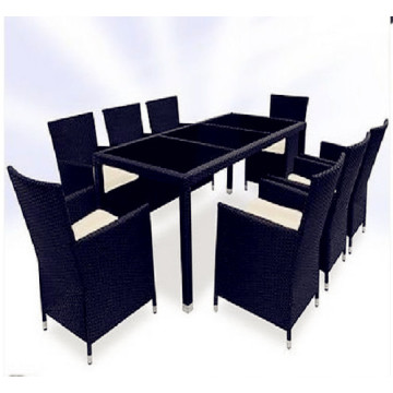 Set de muebles de comedor de mimbre negro y marrón 9PCS